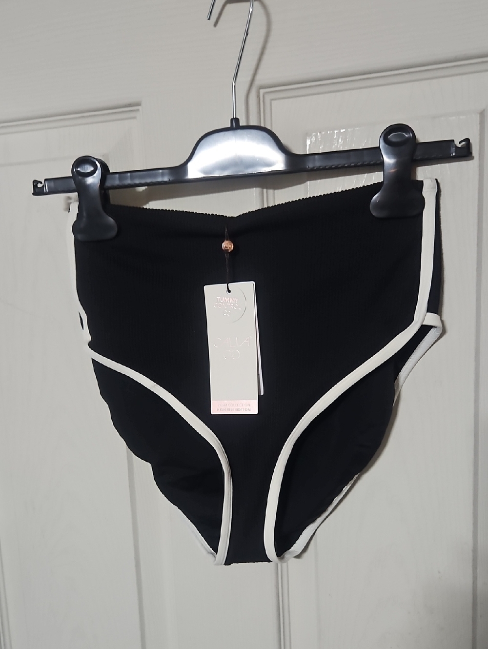 CALIA Women's Tipped High Rise Bikini Swim Bottoms: BLACK: NEW WITH TAGS: SZ XS